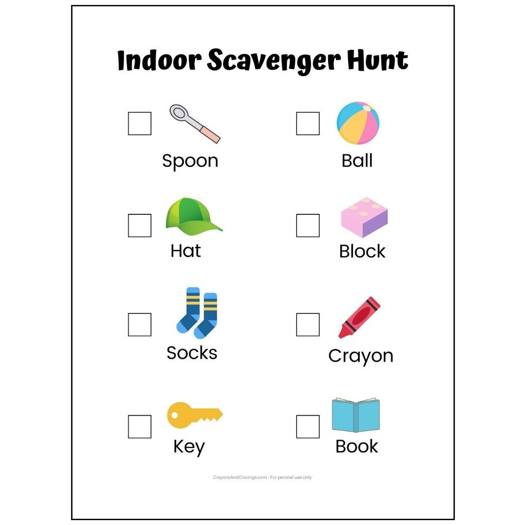 This Free Printable Indoor Scavenger Hunt For Kids Is A Fun Inside 