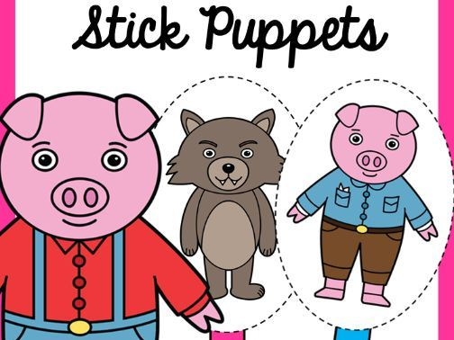 Three Little Pigs Stick Puppets Teaching Resources