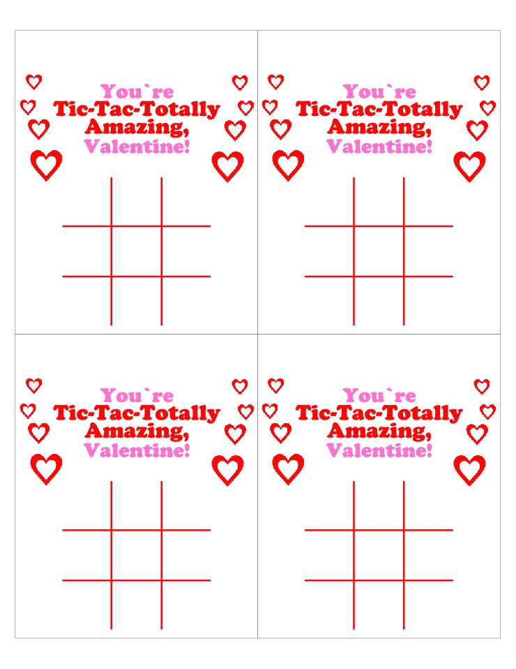 Tic Tac Toe Valentine Diy Free Printable Cards
