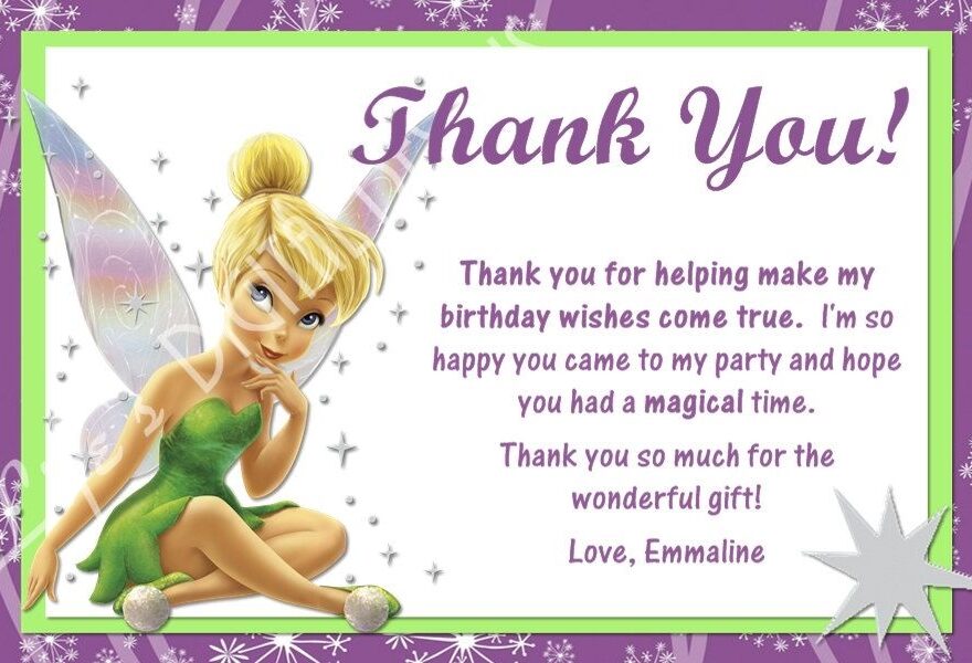 Tinkerbell Thank You Card With Photo Option By Lifesdigitaldesigns