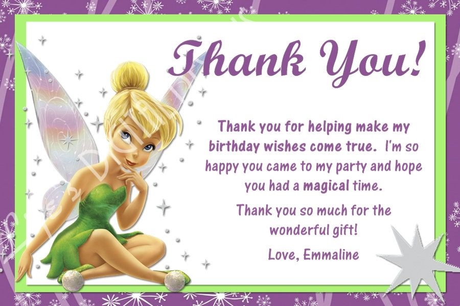 Tinkerbell Thank You Card With Photo Option By Lifesdigitaldesigns 