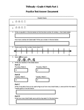 TNReady Practice Test Answer Sheet By Rosalind Blake TpT