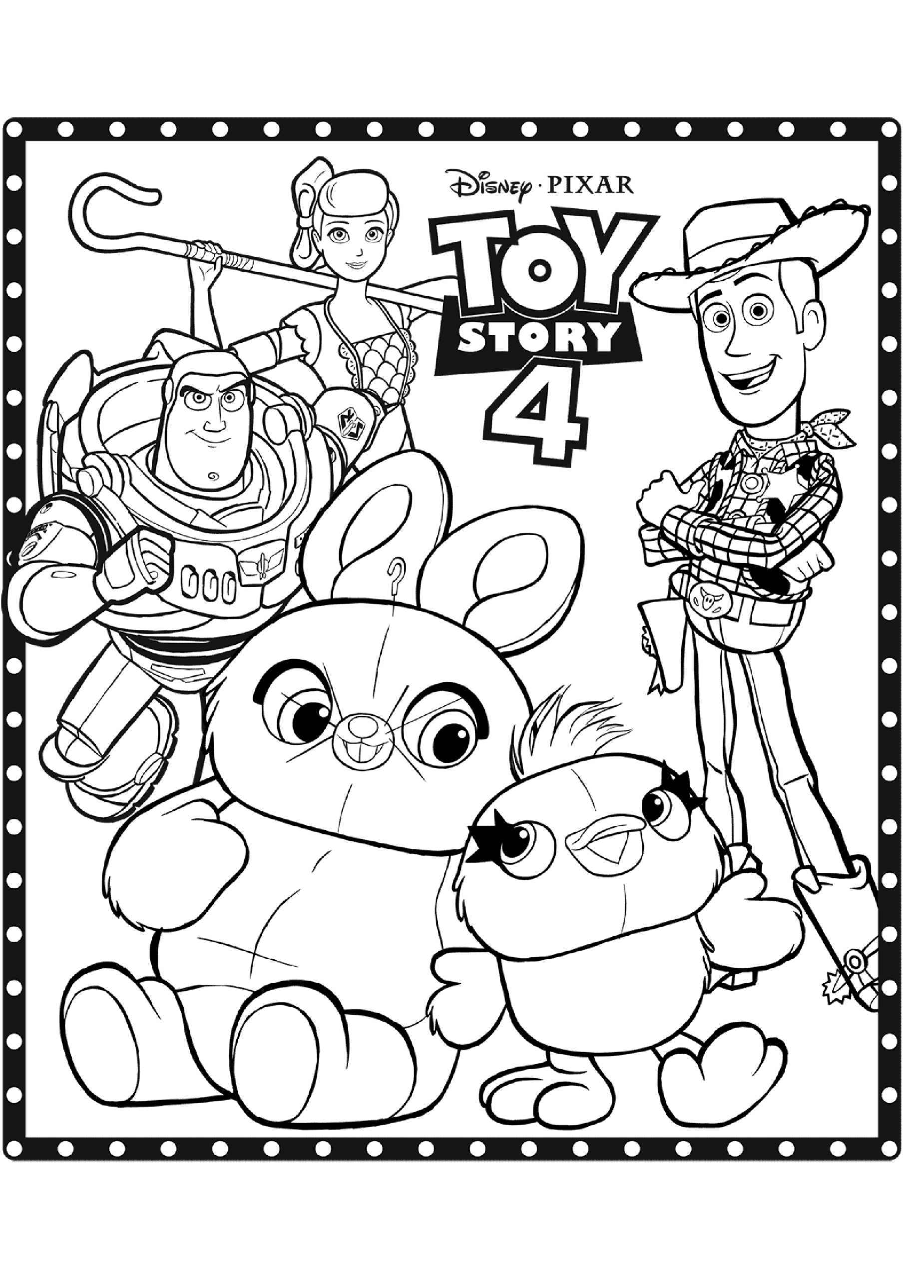 Toy Story 4 Coloring Page Disney Pixar All The Characters Toy 