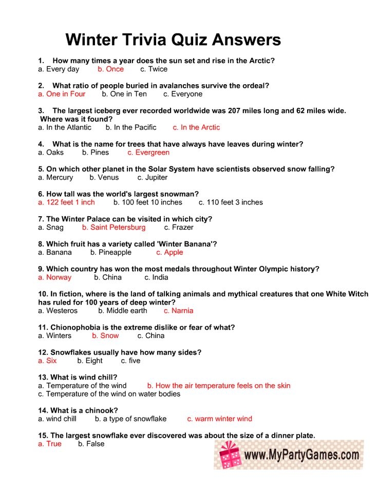 Trivia Quiz Questions And Answers Printable Trivia Quizzes