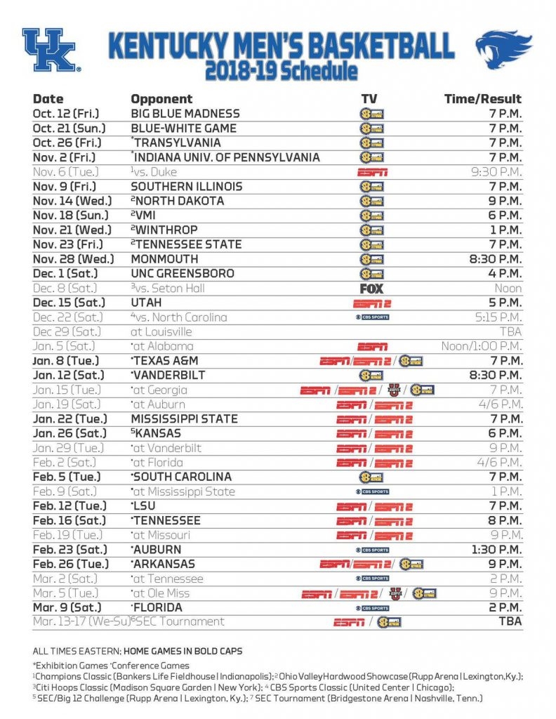 University Of Kentucky Mens Basketball Schedule 2025 Filippa J Holst