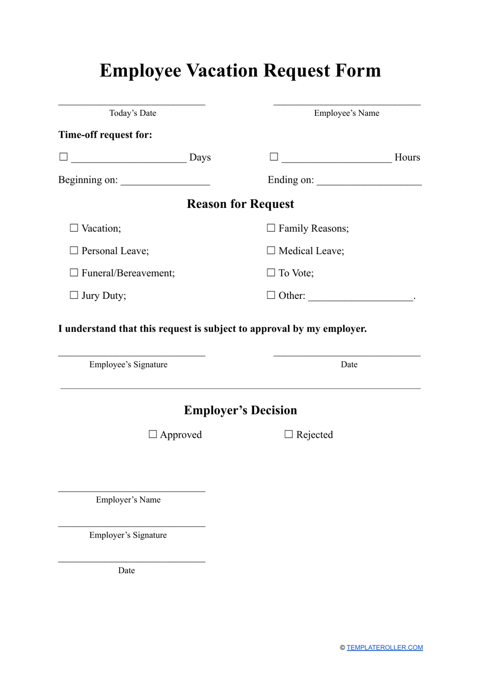 Vacation Request Form 2025 Printable Iris Jacinda