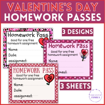 Valentine 39 s Day Homework Passes Printable Valantine Homework Pass