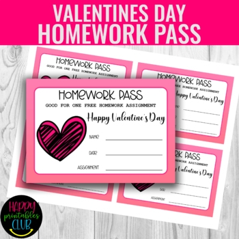 Valentine Homework Pass Valentines Day Homework Pass Printable 