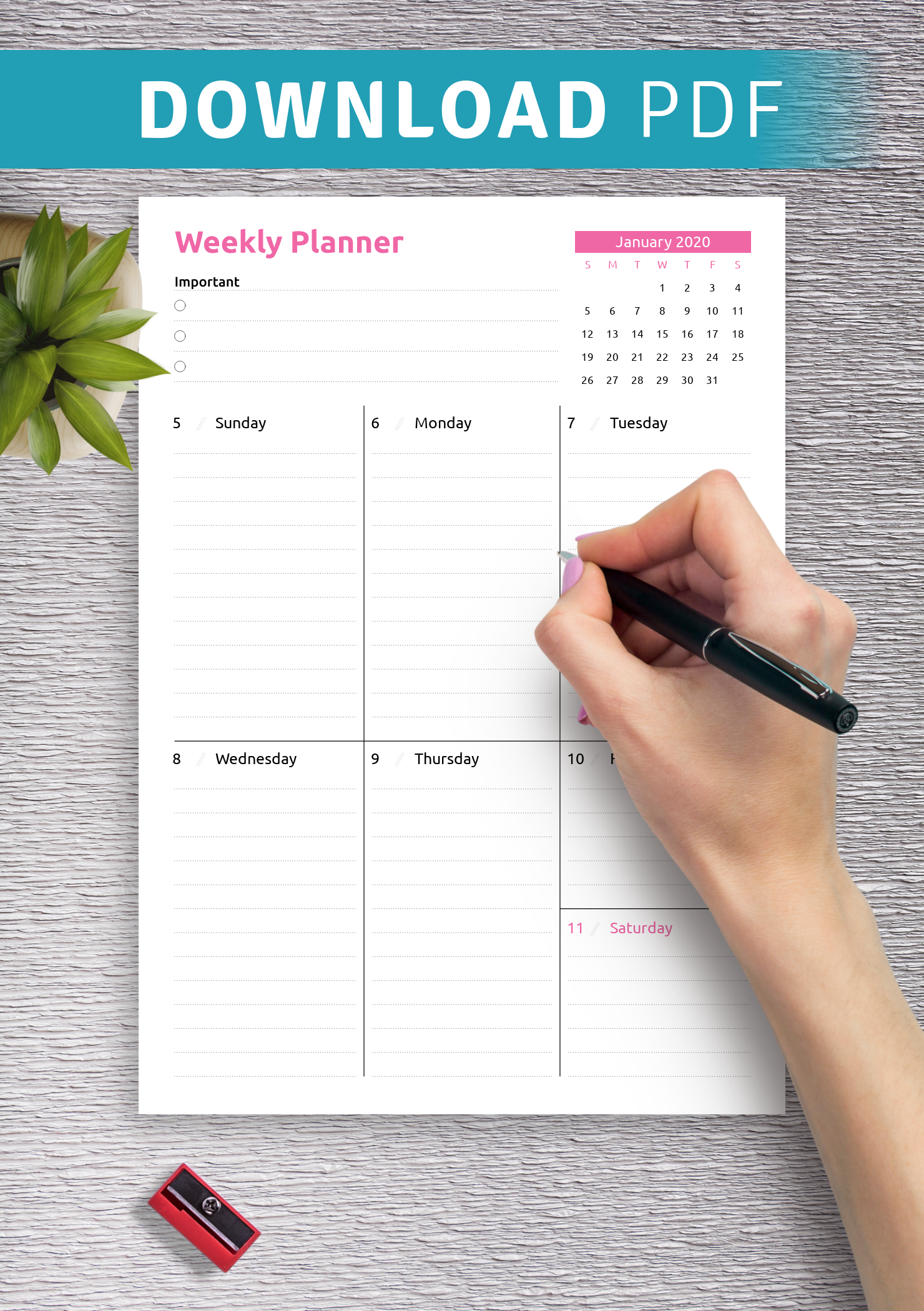 Week On One Page Planner Printable Templates Protal