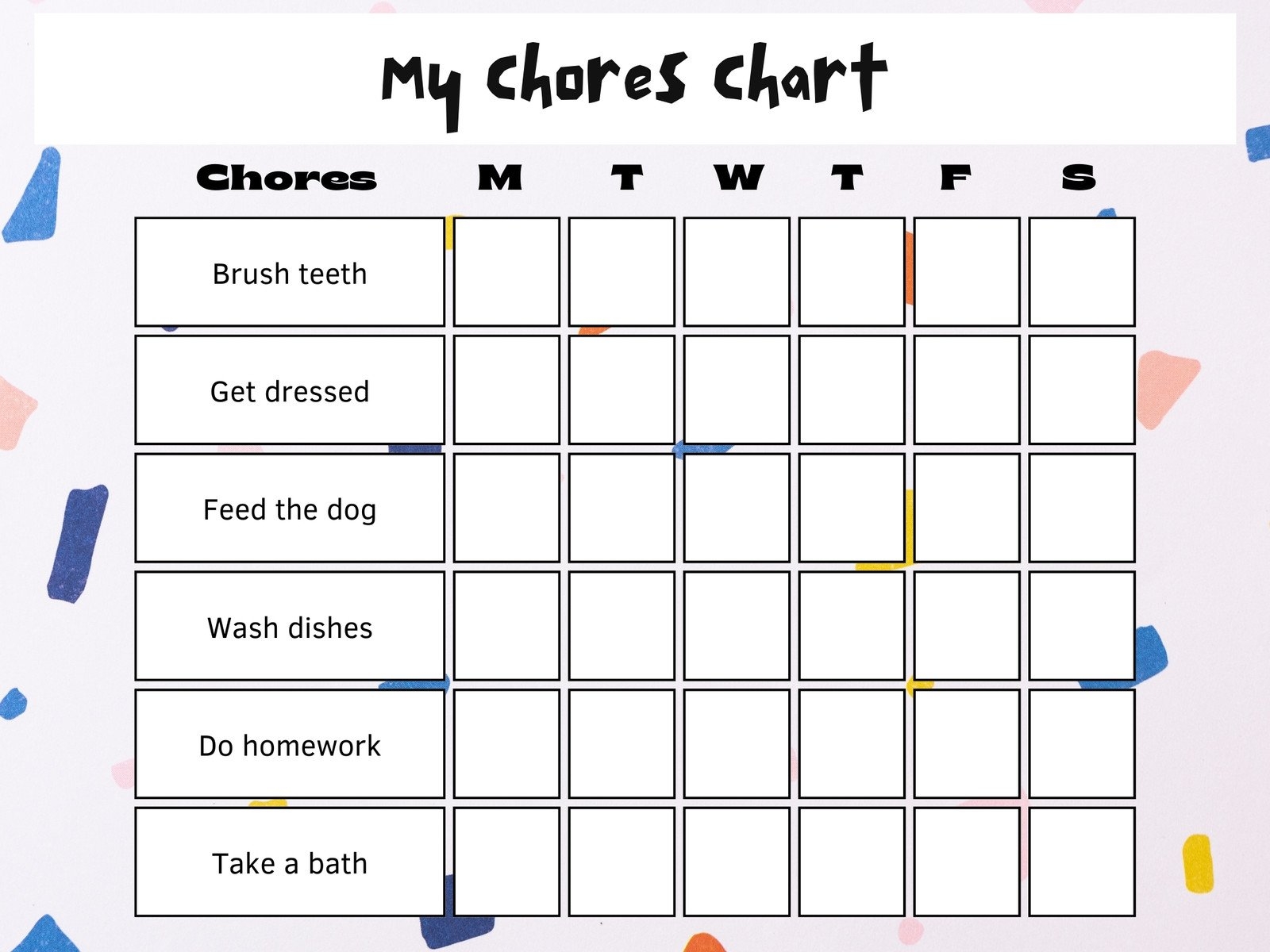 Free Printable Chore Chart Ideas