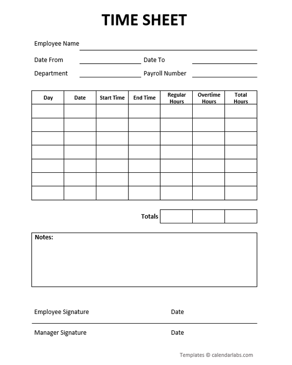 Free Printable Weekly Time Sheets