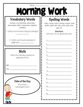 Wonders Third Grade Morning Work By Rebecca Boehler TPT