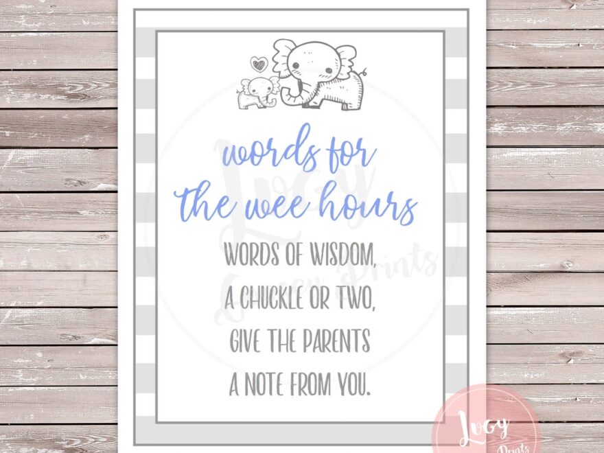 Words For The Wee Hours Instant Download Printable Games Baby Shower