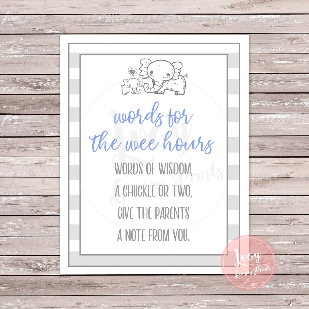 Words For The Wee Hours Instant Download Printable Games Baby Shower 