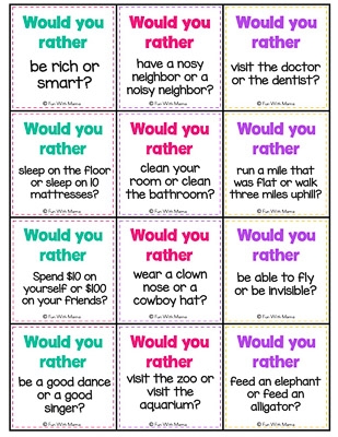 Would You Rather Question Cards