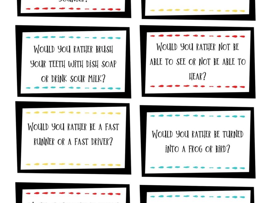 Would You Rather Questions For Kids Printable Cards Set 2 400 518